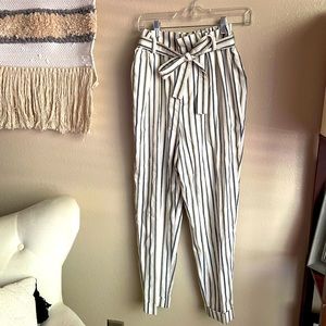 Striped dress trouser ankle length